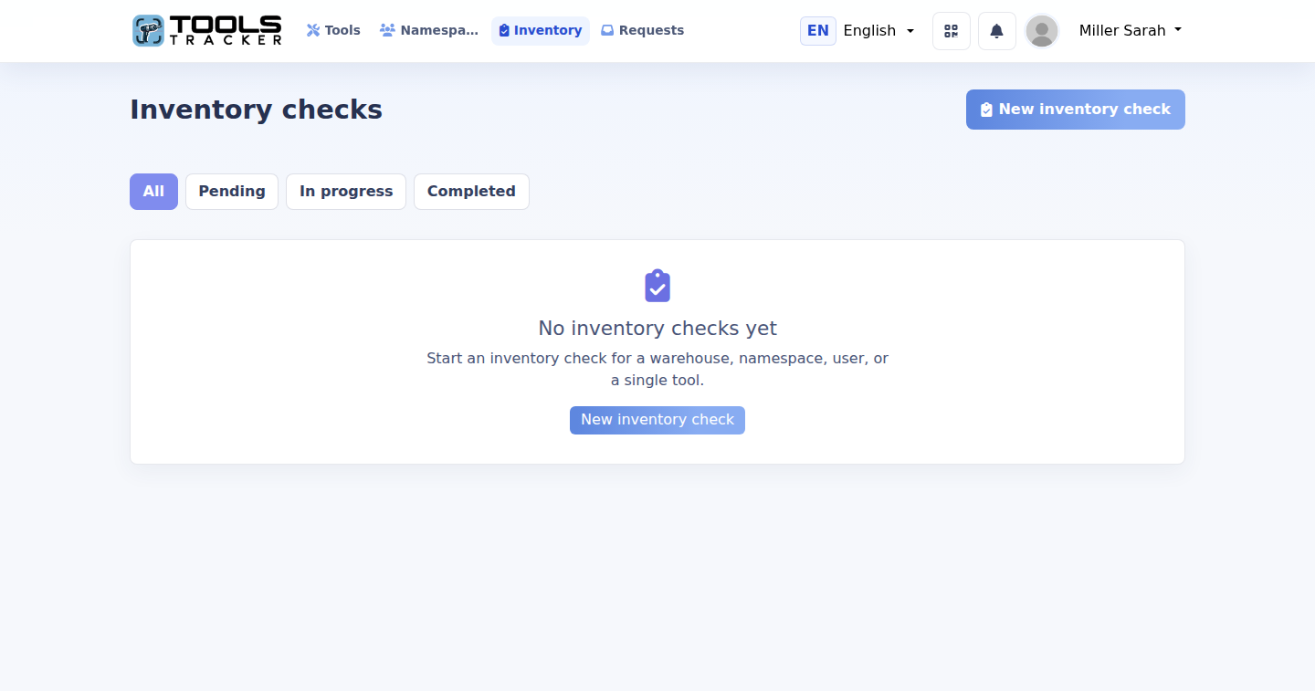 Инвентарь склада в Tools Tracker